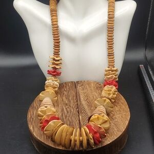 Overflow heishi handcarved tiki‎ Lava necklace movie prop collectible